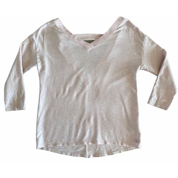 Calia Light Pink Effortless V-Neck V-Back Cutout Back Pullover S WAX31062H - Picture 2 of 8